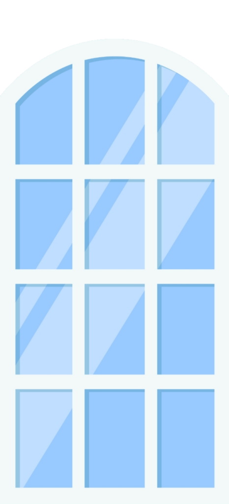 Blue Glass Arch Window Vector PNG
