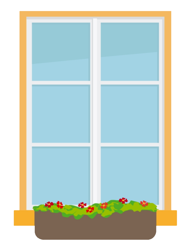 Window With Flowers Vector PNG