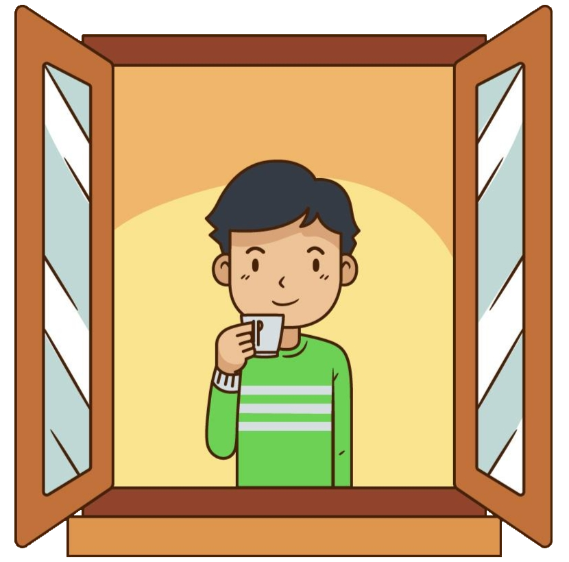Cartoon Window With Boy Clipart PNG