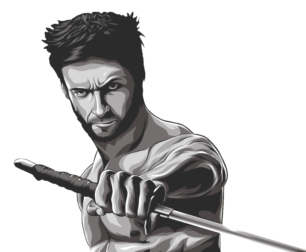 Black and White Wolverine PNG