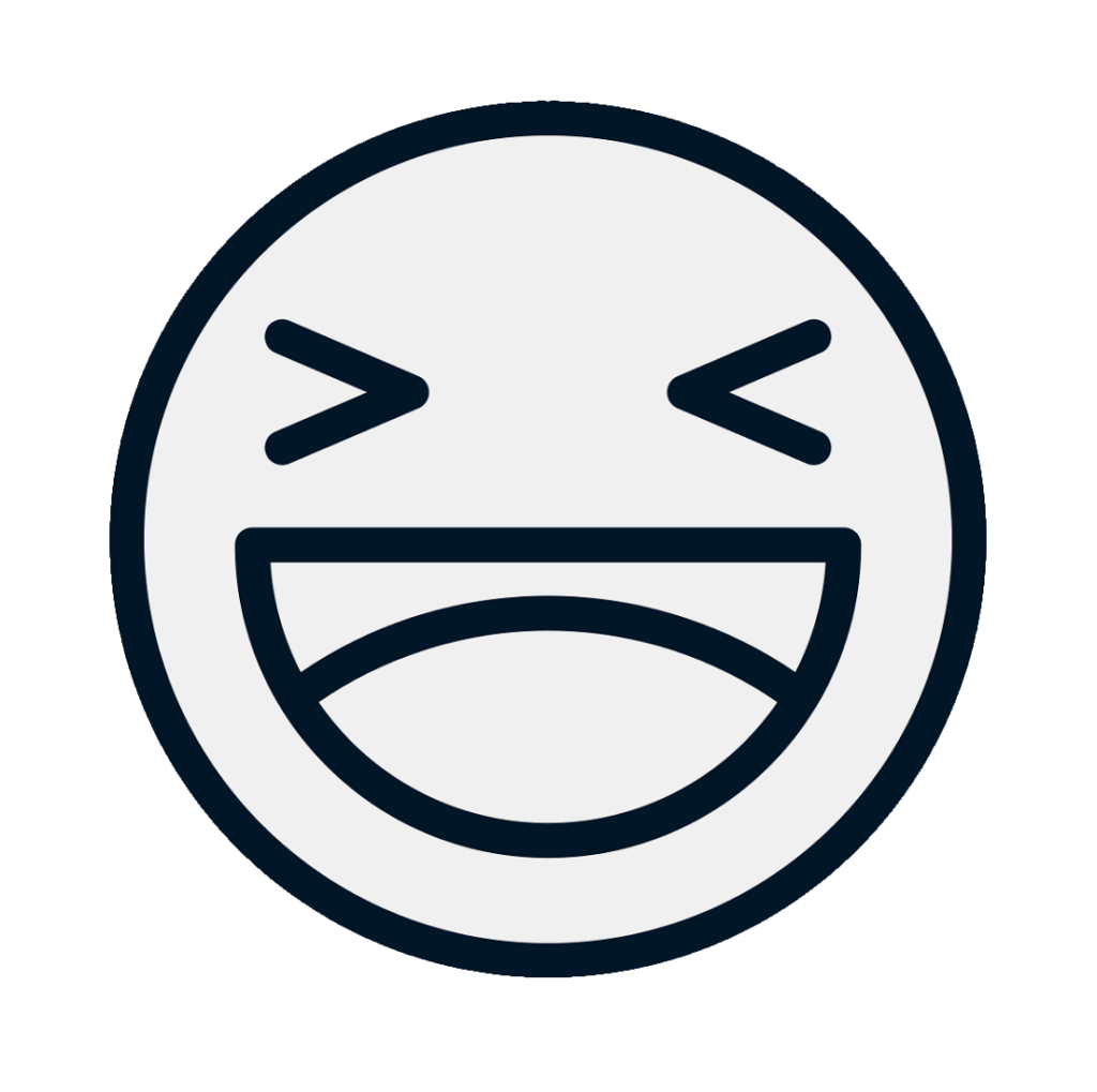 2D Black and White Laughing Emoji Icon PNG