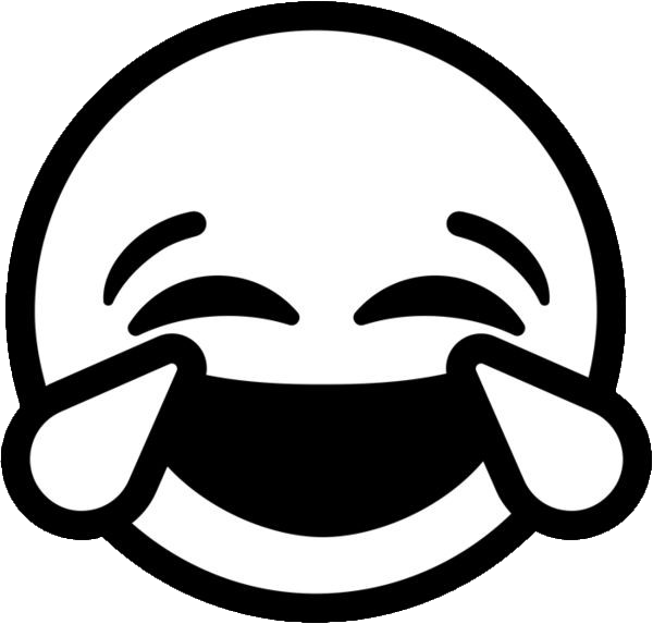 Black and White Laughing Emoji Vector PNG
