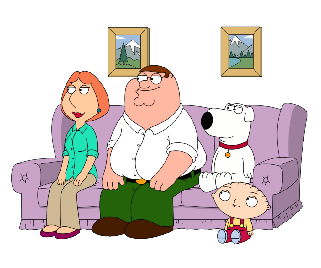 Family Guy Character Sitting on Sofa PNG