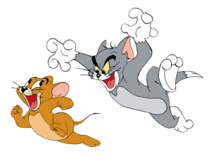 Tom chasing Jerry cartoon PNG