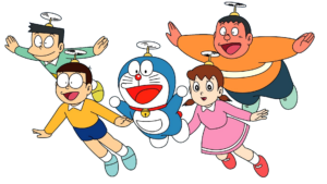 Doraemon Characters flying PNG