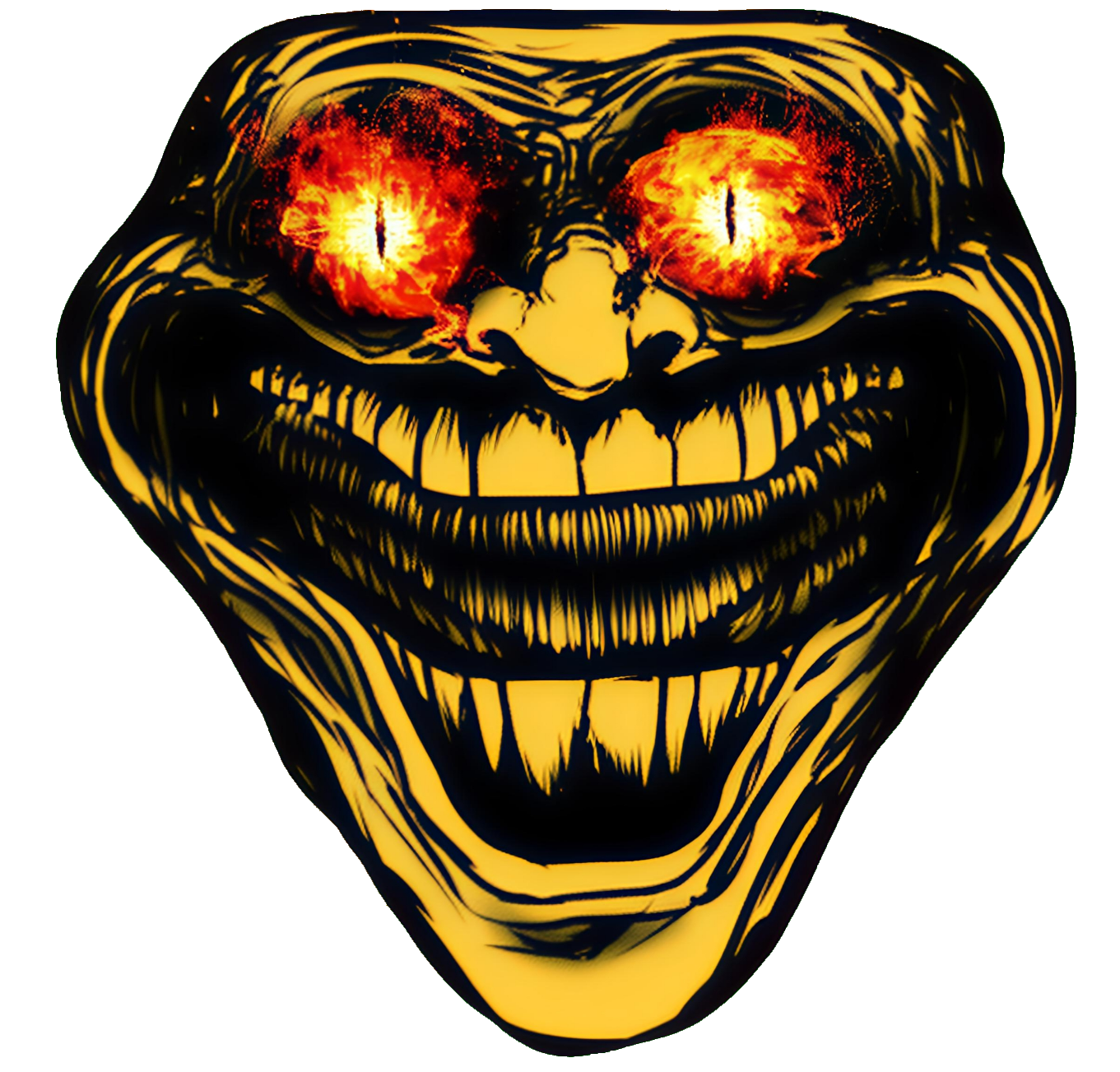 Yellow Scary Troll Face PNG