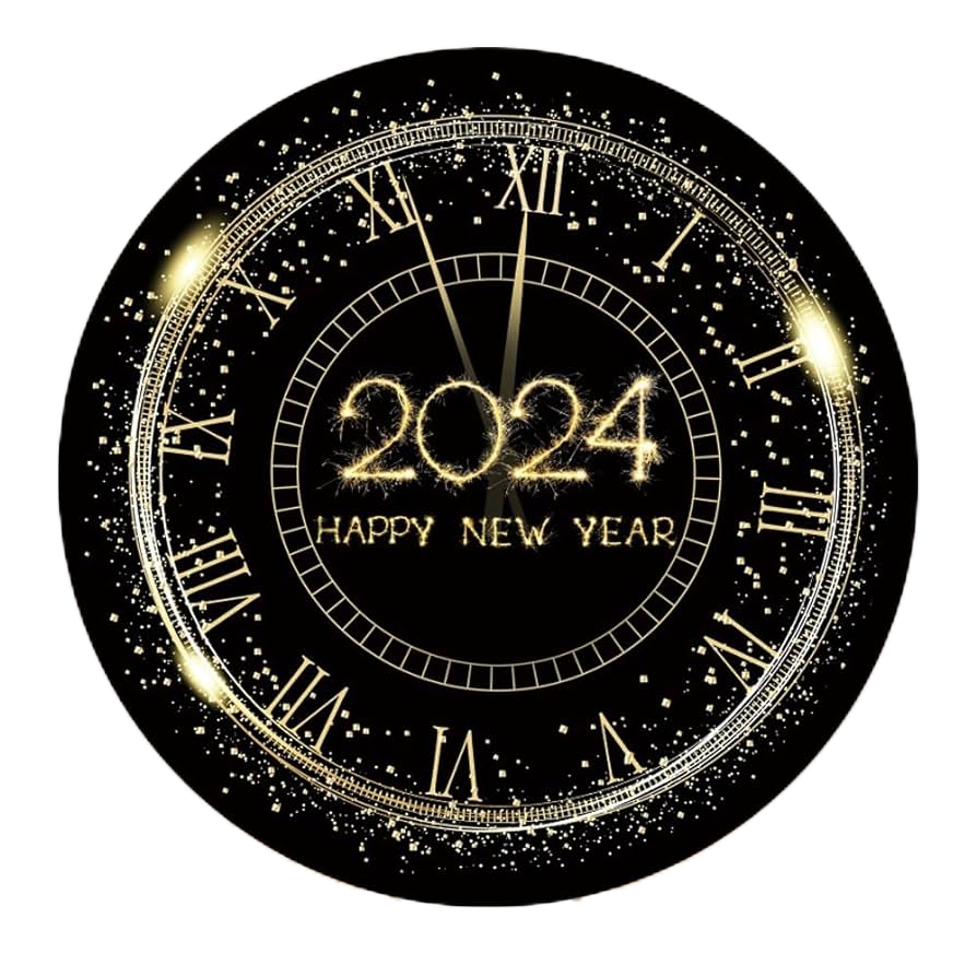Happy New Year 2024 Clock Design Png