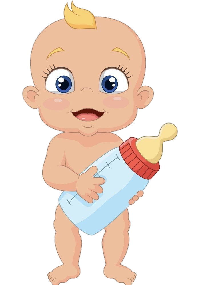 Baby with milk bottle clipart Png
