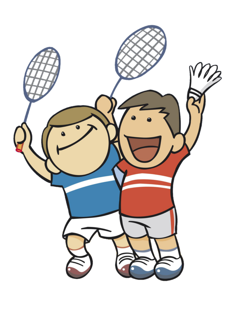 Two Boys Playing Badminton clipart Png