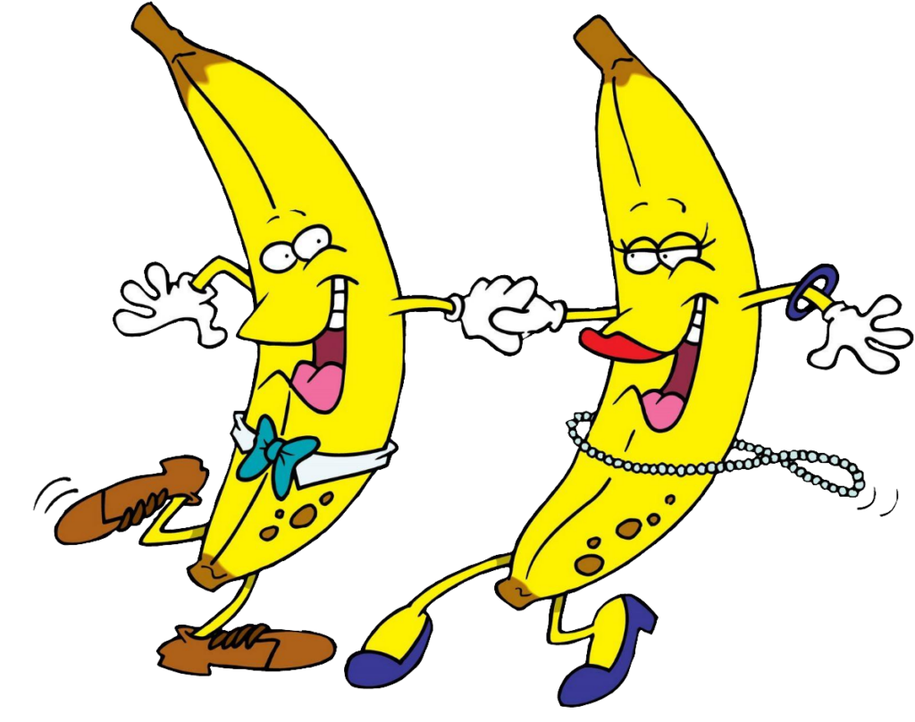 Two Banana Dancing clipart PNG