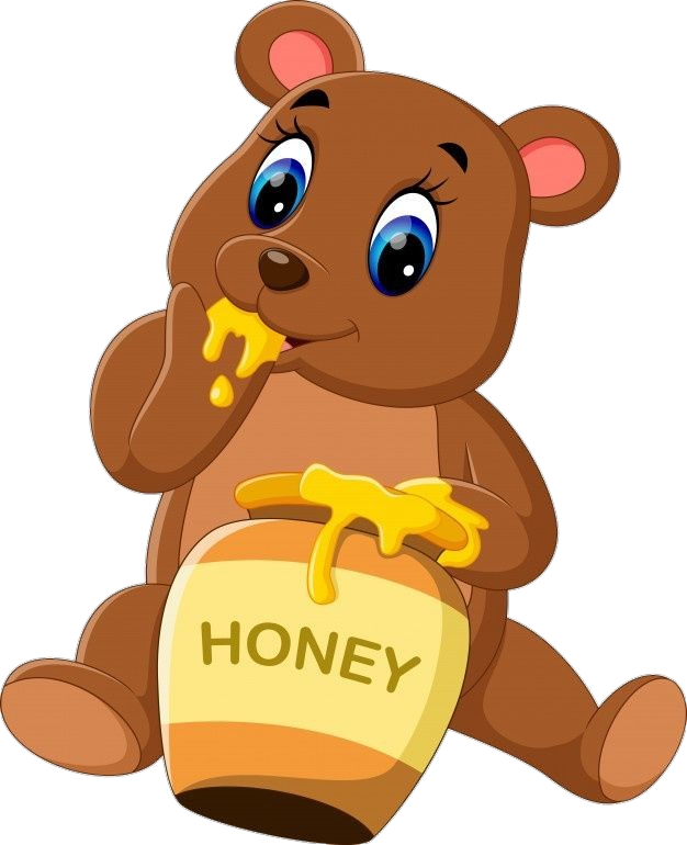 Bear eating honey clipart Png