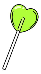 Green Heart Shape Lollipop Candy clipart Png