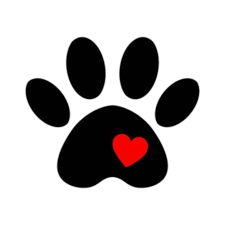 Love Heart on Cat Paw Print Vector Png