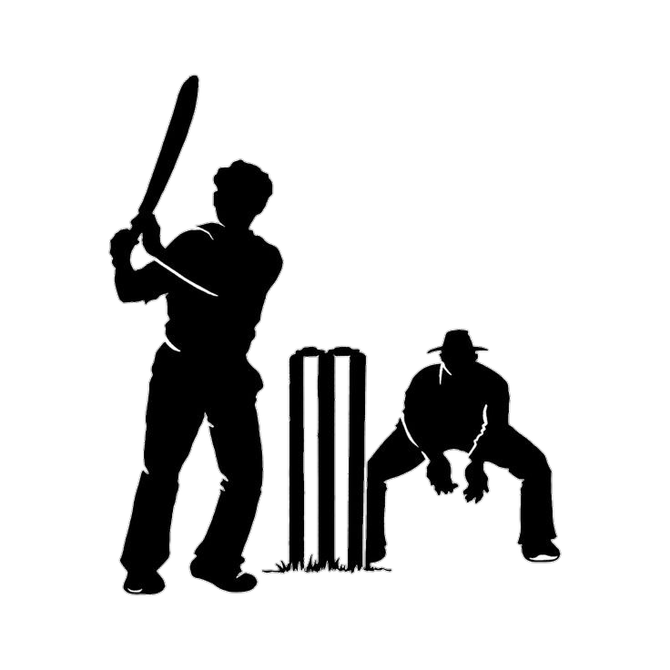 Batsman and Wicket Keeper Silhouette Png