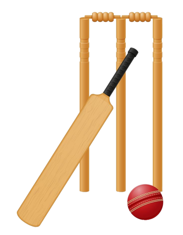 Cricket Bat, Ball and Wicket clipart PNG
