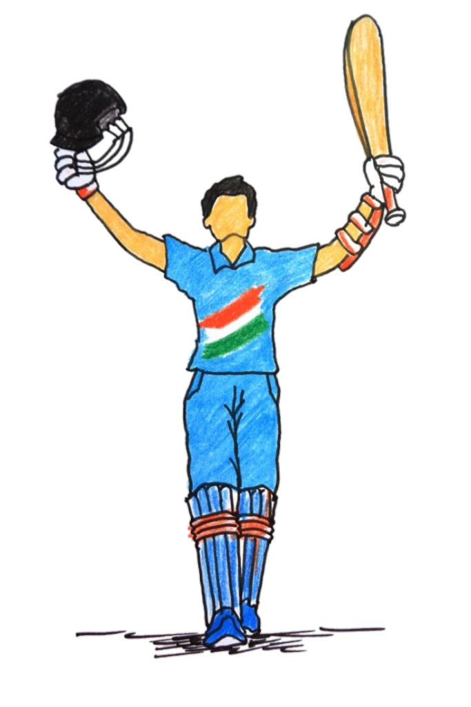 Cricket Batsman Hand drawn PNG