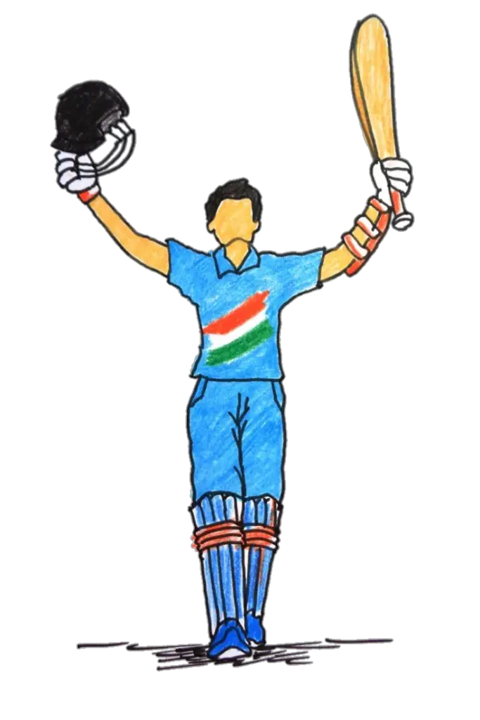 Cricket Batsman Hand drawn PNG