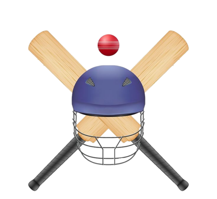 Animated Cricket Bat Ball and Helmet PNG