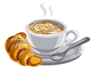 croissant and coffee clipart animated