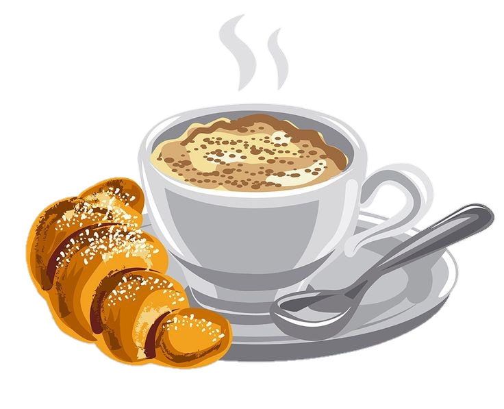 Croissant and Coffee Clipart Png