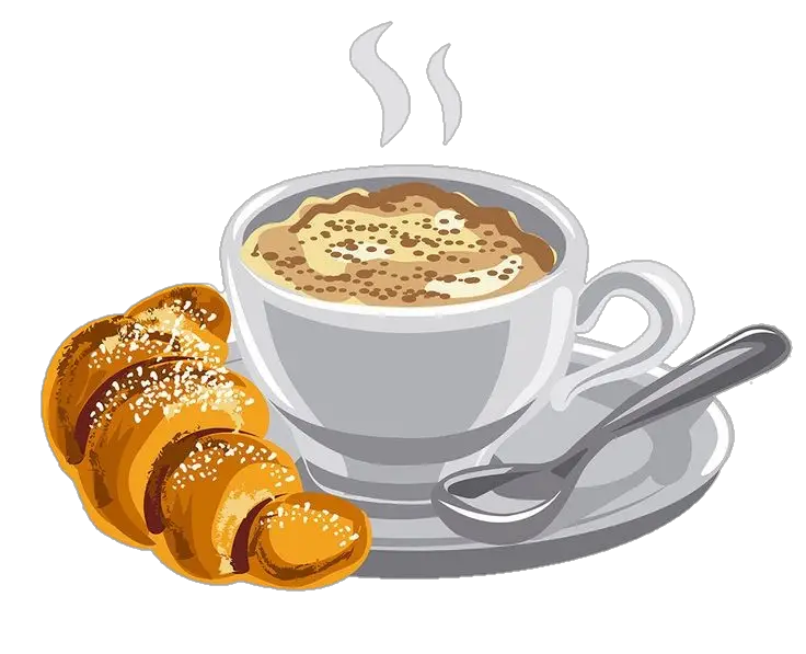 Croissant and Coffee Clipart Png