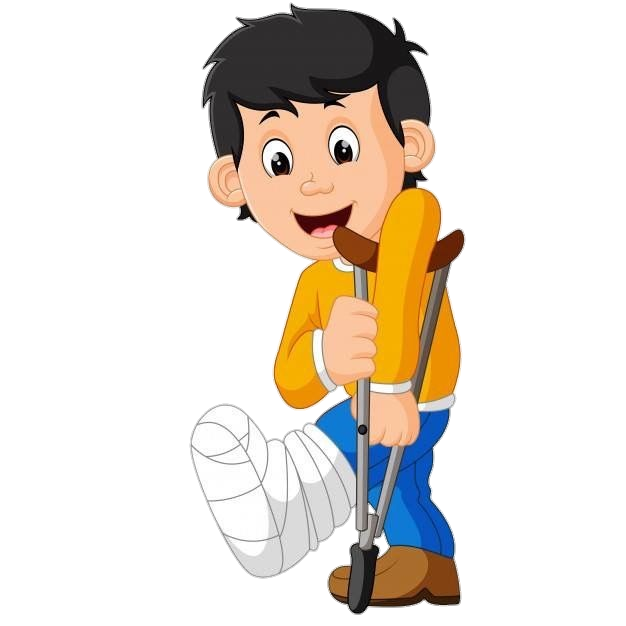 Child walk on Crutch Clipart Png
