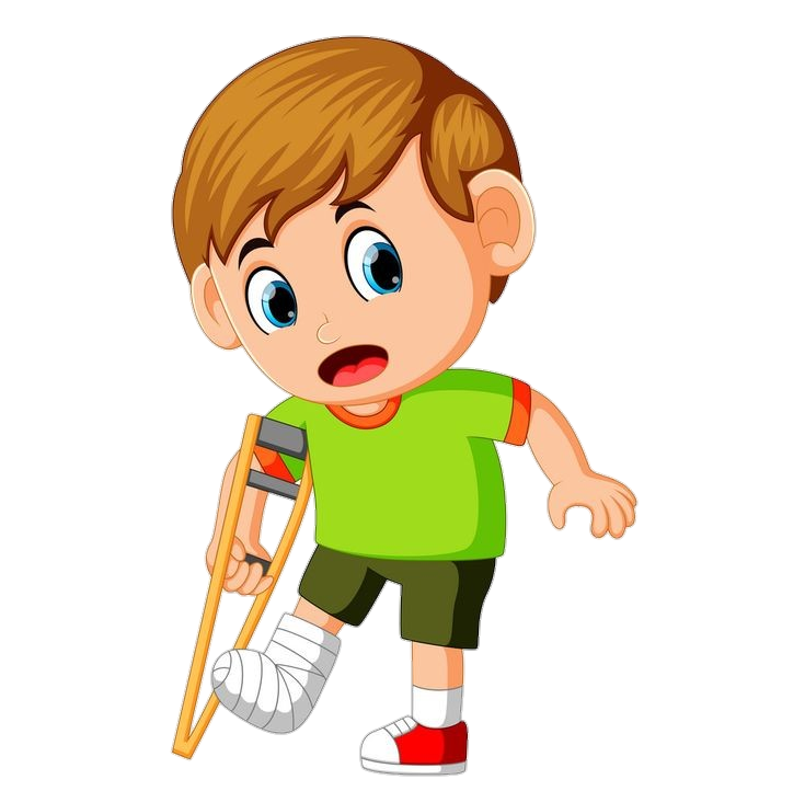 Leg injury child Using Crutch Clipart Png