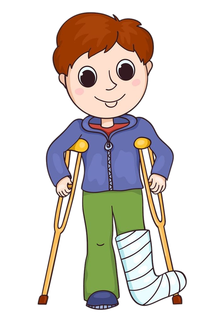 Walking boy on Crutches clipart Png
