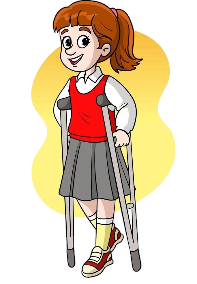 Walking girl on Crutches clipart Png