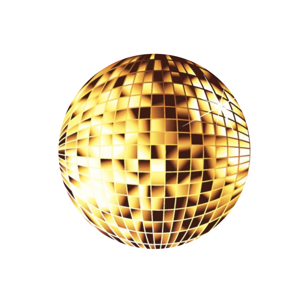 Golden Disco Ball illustration PNG