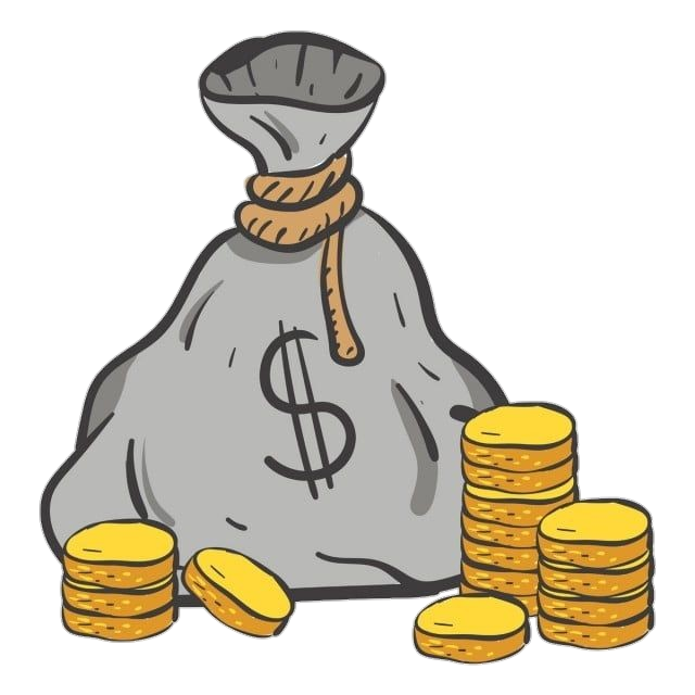 Dollar Sign bag and Coins Png