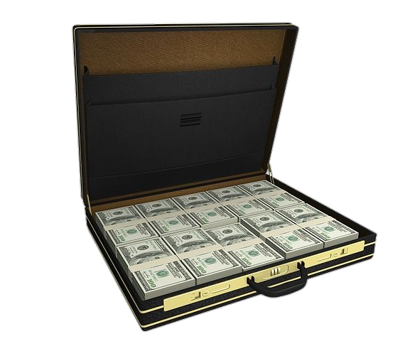 US Dollars in Suitcase Png Image