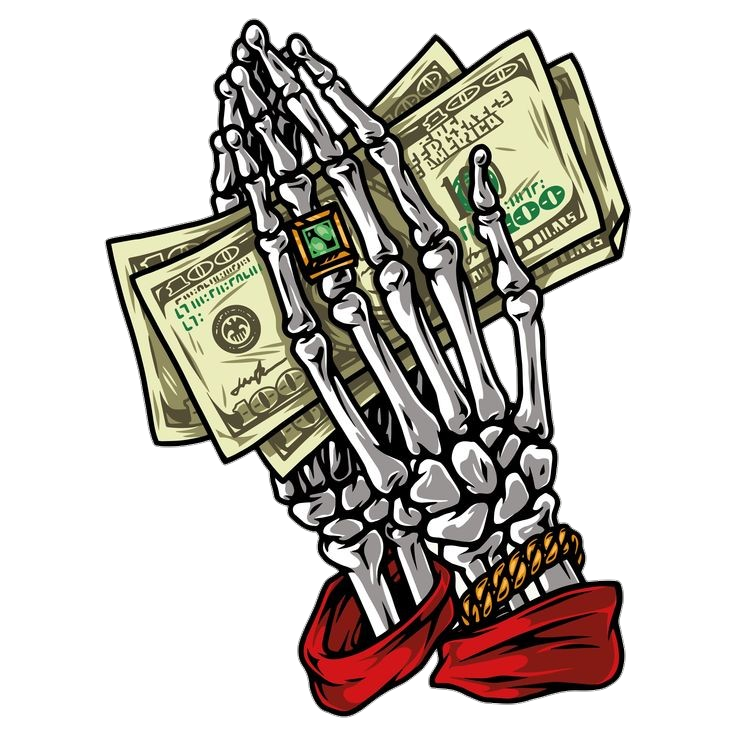 Dollars Holding Skull Hands Clipart Png