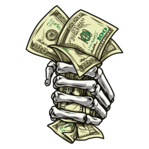 United States Dollar in Skull Hand clipart Png