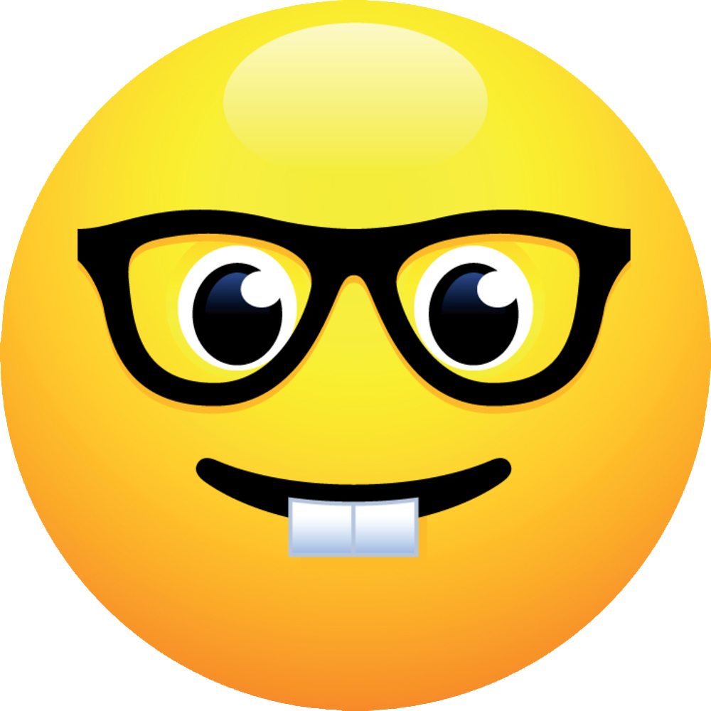 Smiling Yellow Nerd Emoji PNG