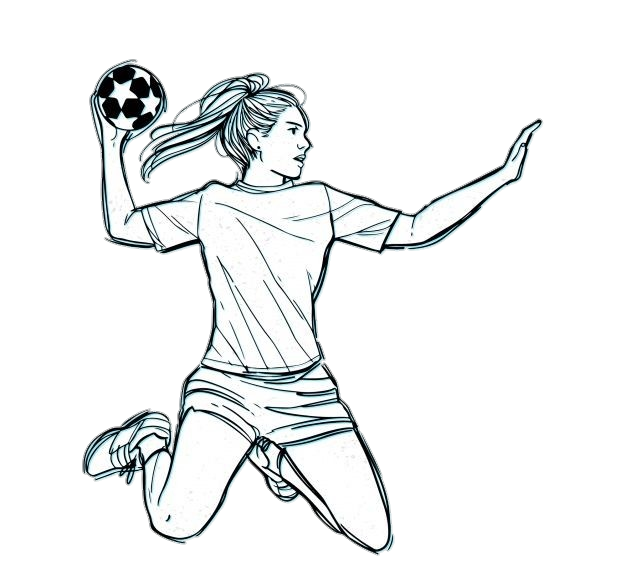 Handball girl player sketch Png
