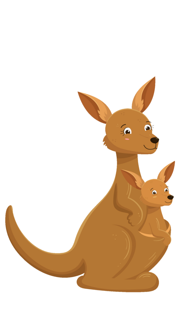 Kangaroo Mother and Baby Vector Png