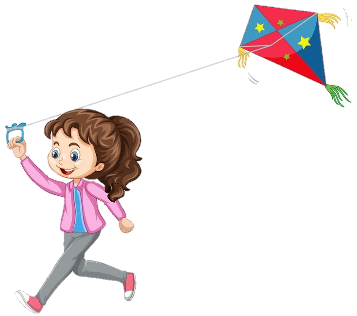 Girl with Flying Kite clipart Png 