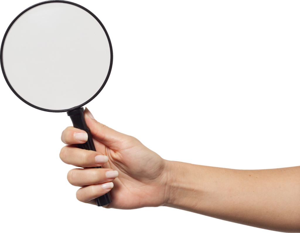 Magnifying glass in hand png image