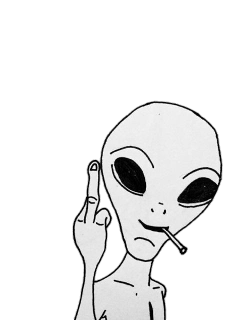 Alien Showing Middle Finger Drawing PNG