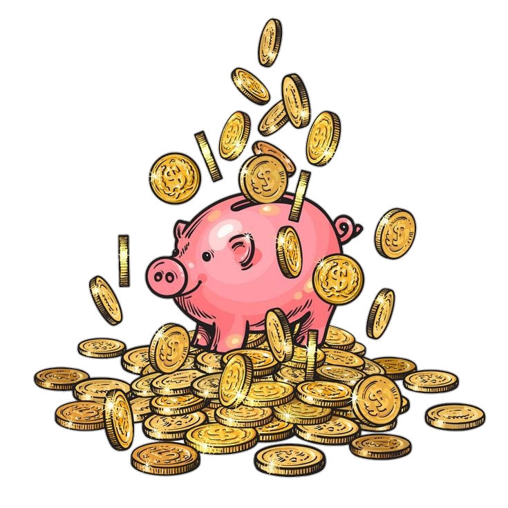 Piggy Bank with Coins Clipart Png