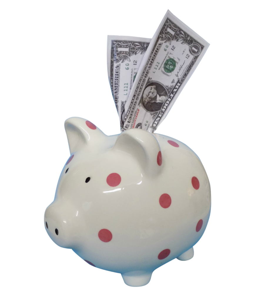 Piggy Bank with Money Png