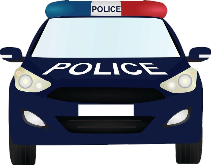 Blue Police Car Front Vector Png