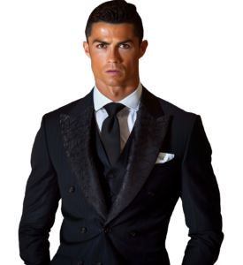 Cristiano Ronaldo in Black Suit PNG