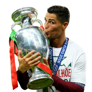 Cristiano Ronaldo with UEFA Euro 2016 Cup PNG