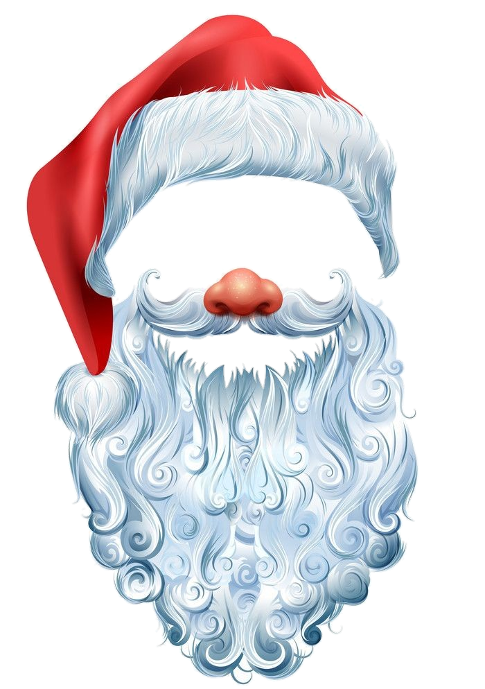 Santa Hat Hair and Beard Illustration Png
