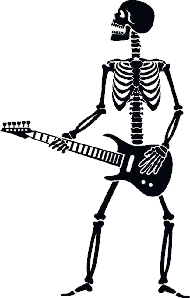 Human Skeleton playing Guitar Silhouette  Png