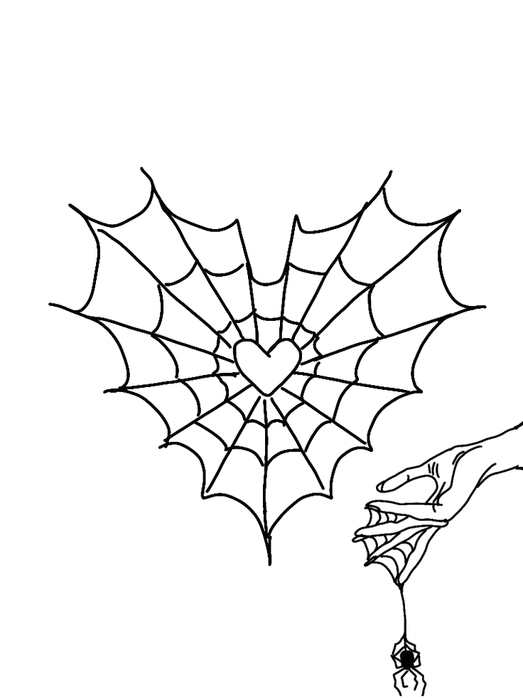 Heart Spider Web Design Art PNG