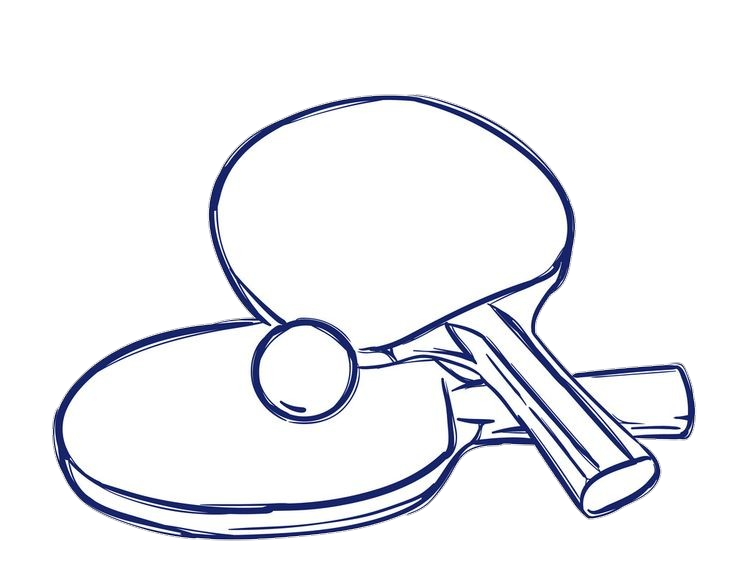 Table Tennis Hand Drawn Rackets and Ball Png