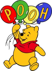 Winnie The Pooh with balloons Png